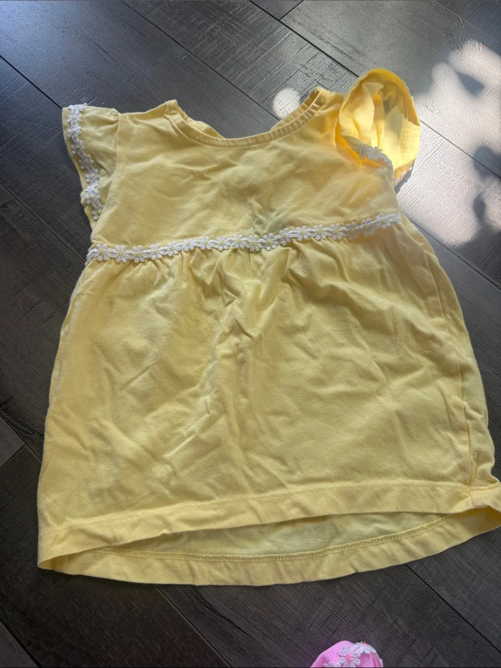 Carter's Pink & Yellow Daisy-Trim Tank Tops